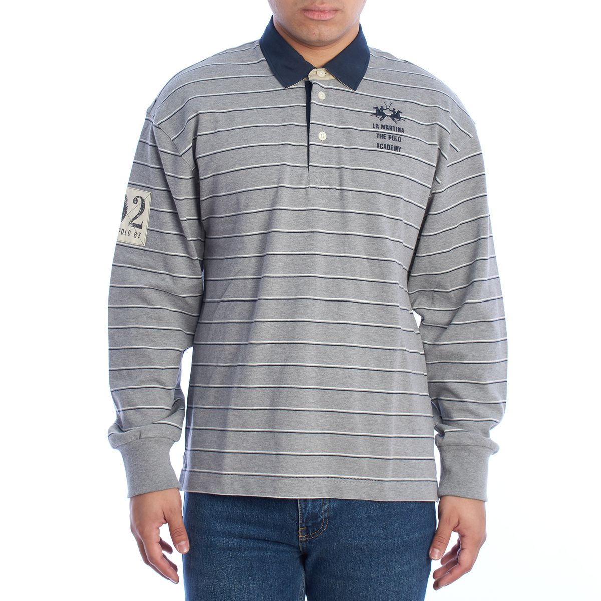 Gestreiftes Langarm-Poloshirt