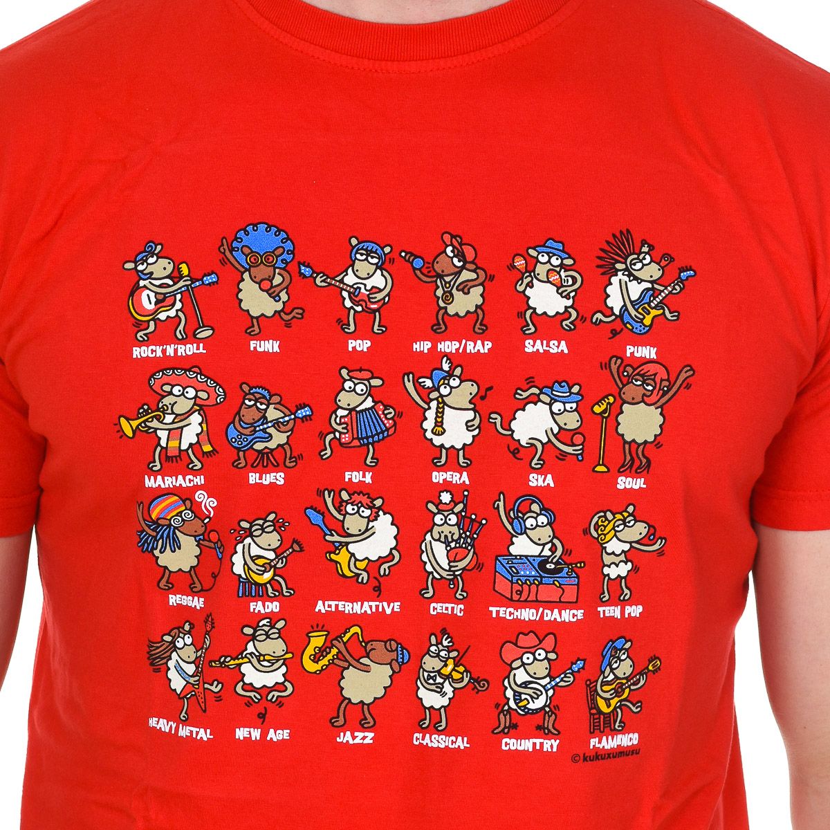Kurzarm-T-Shirt mit Musik-Comic-Print