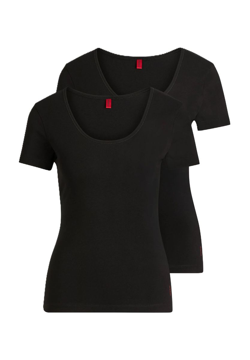 Klassisches schwarzes T-Shirt-Set mit Rundhalsausschnitt