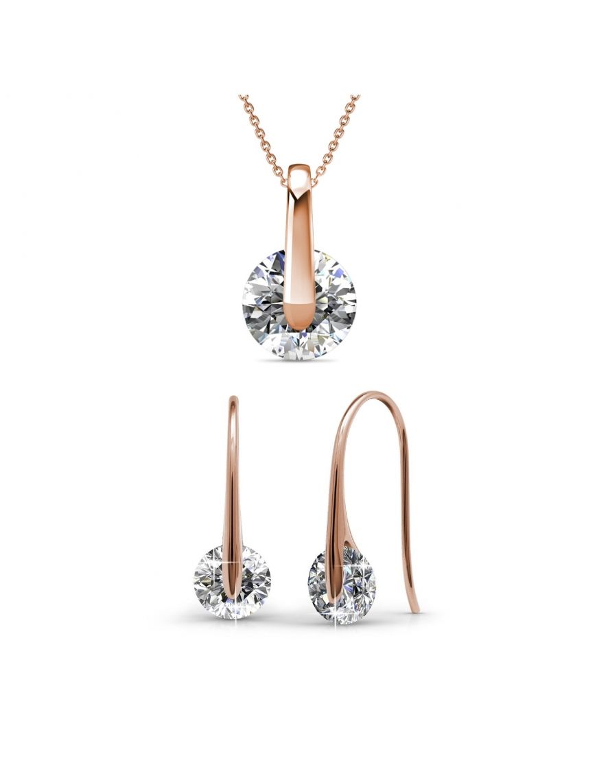 Roségold Kristall Anhänger und Ohrring Set