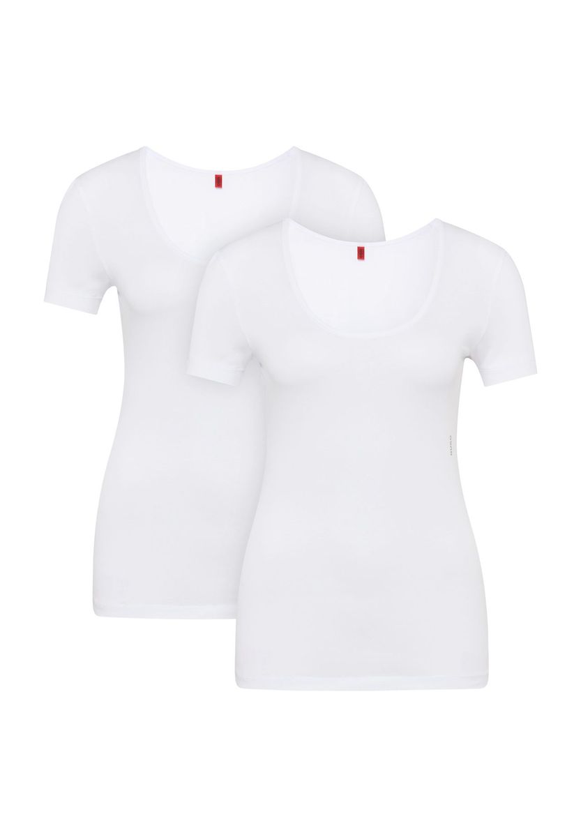 Klassisches Weißes Figurbetontes T-Shirt Doppelpack