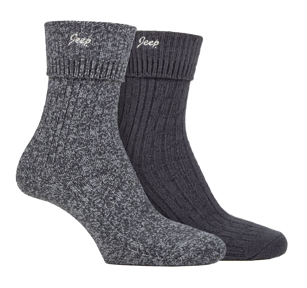Damen Turn Cuff Socken | Jeep | Walking Boot Socken Frauen, Komfortable Performance Polyester Socken - Charcoal / Slate