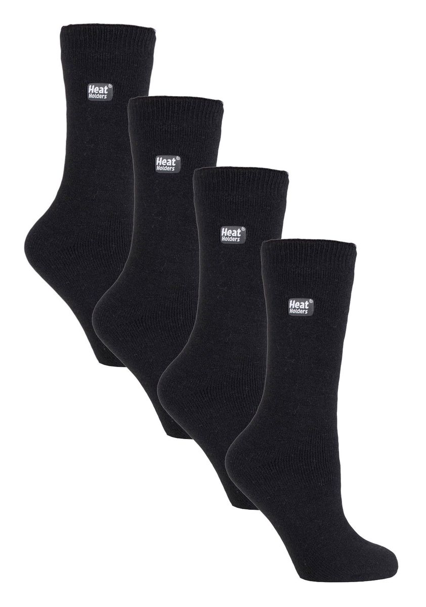 Heat Holders Ultra Lite - 4 Paar Multipack Ladies Thermal Socks | Ultra Thin Warm Socks for Dress Socks in Winter - Black
