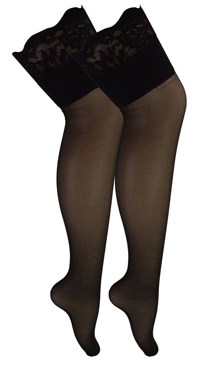 2 Paar Multipack Damen Nahtstrümpfe mit Spitzenabschluss | Sock Snob | Damen Strümpfe - Schwarz / Schwarz