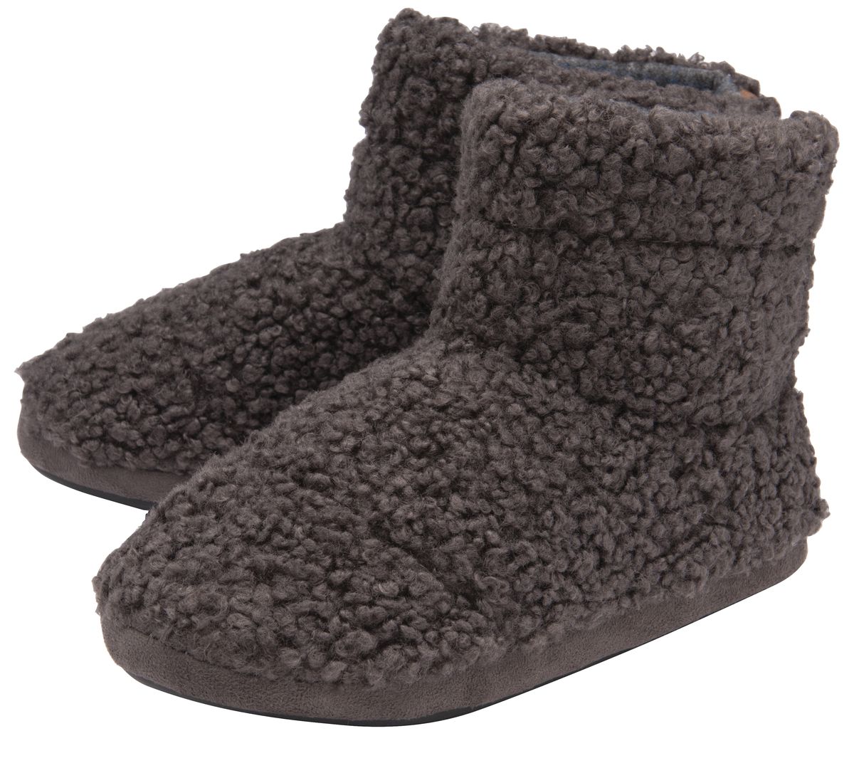 DUNLOP - Herren Pelz-Sherpa-Gedächtnis-Schaumstoff-Slipper-Stiefel (8, Holzkohle)