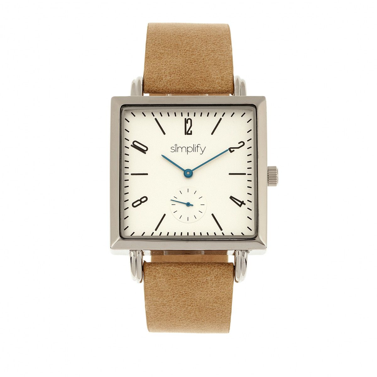 Lederarmbanduhr mit quadratischem Zifferblatt