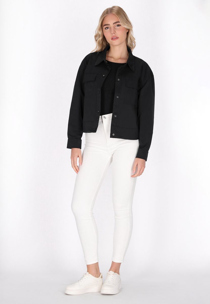 Strukturierte Kurze Utility-Jacke