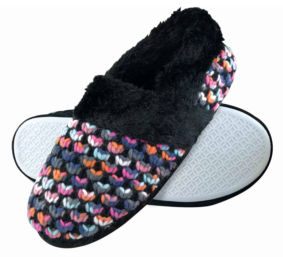 Dunlop - Damen niedlich flauschig Plüsch Winter warm Luxus Komfort gestrickt Hausschuhe