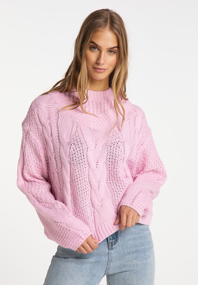 Oversized-Strickpullover mit Zopfmuster-Mix