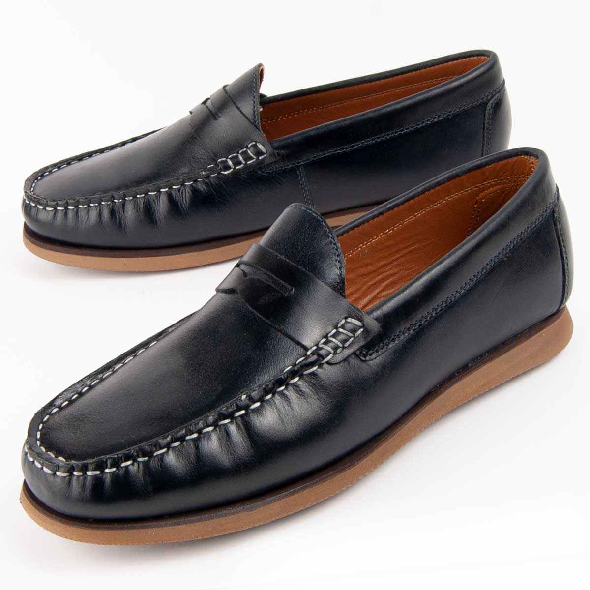 Herren Leder Penny Loafer Mokassin