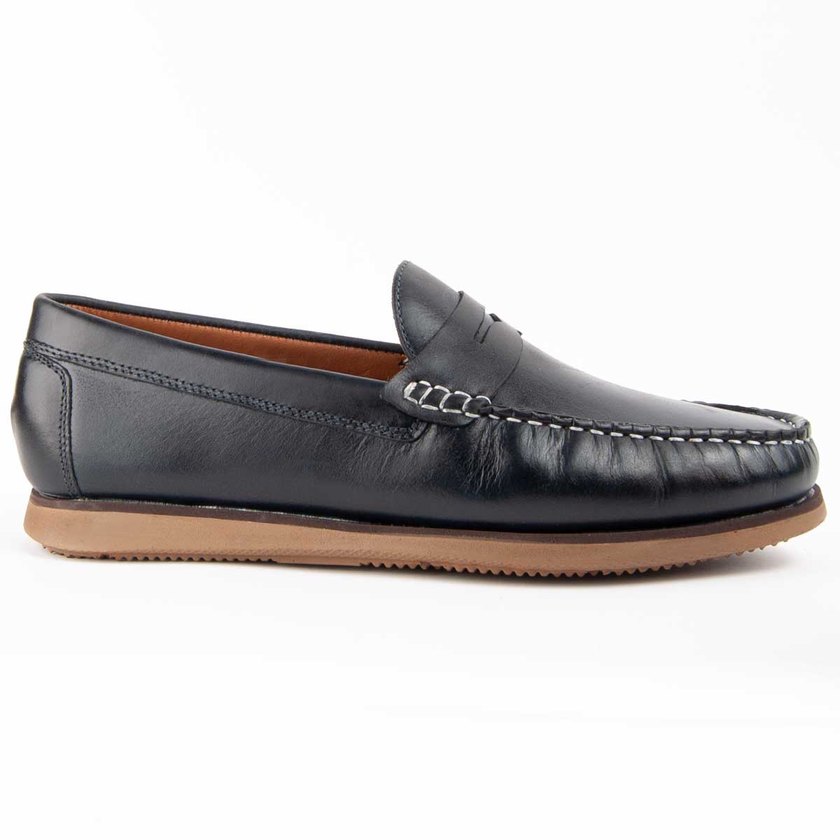 Leder-Penny-Loafer mit Kontrastnähten