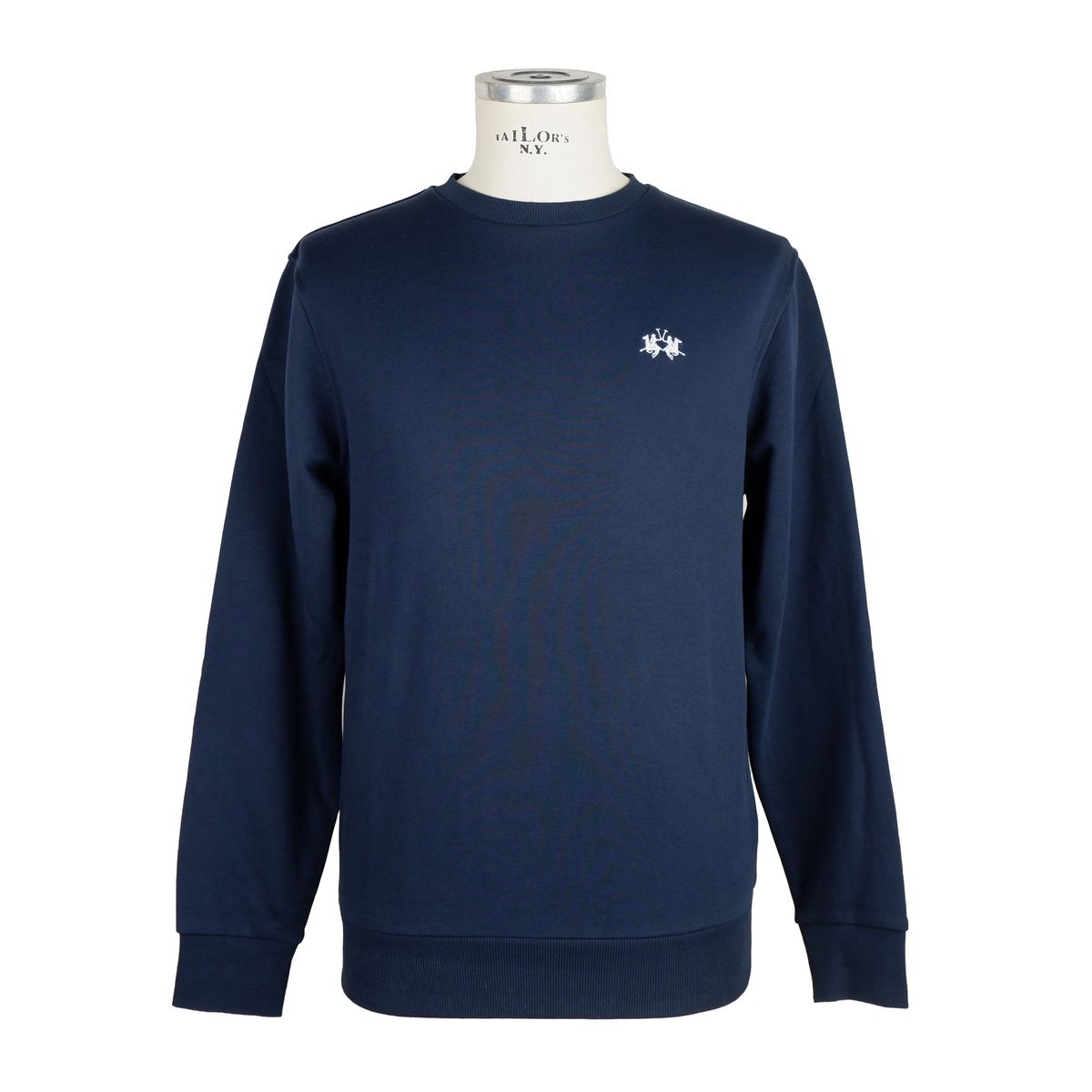 Herren Marineblau Baumwoll-Rundhals-Pullover