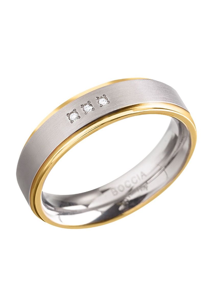Bicolor Titanring mit Diamanten