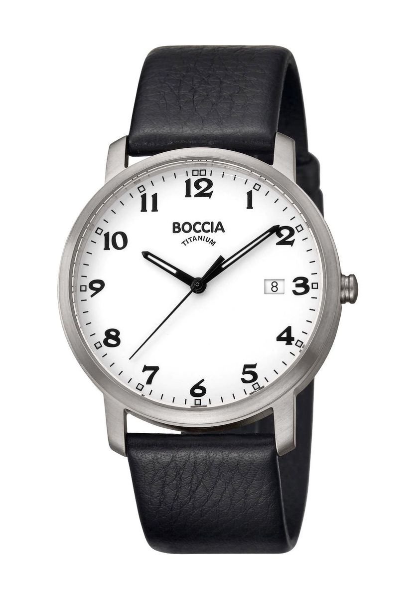 Klassische Uhr mit rundem Zifferblatt und Lederarmband