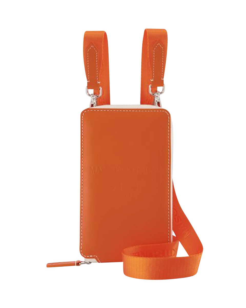 Minimalistische orangefarbene Handyhülle aus Leder