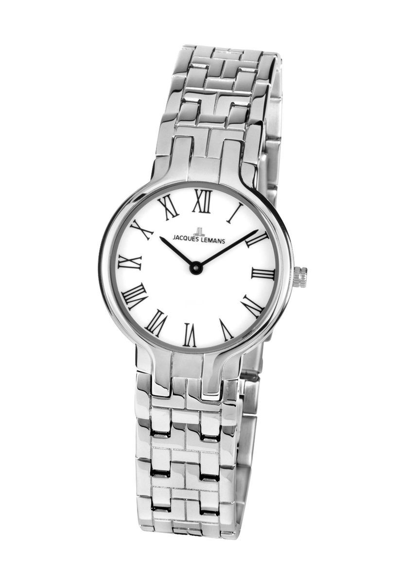 Klassische silberfarbene Uhr mit römischen Ziffern