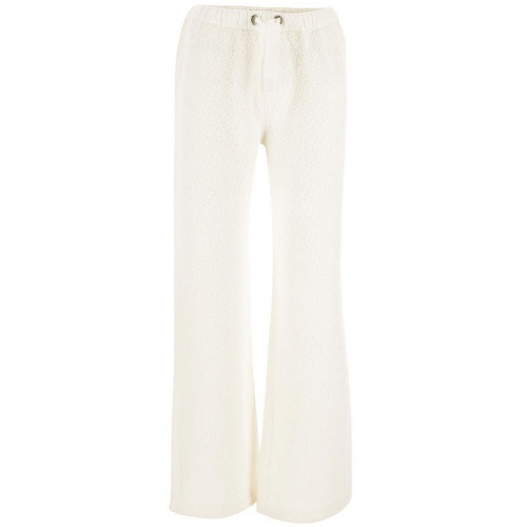 Cremefarbene, weite Fleece-Loungewear-Hose
