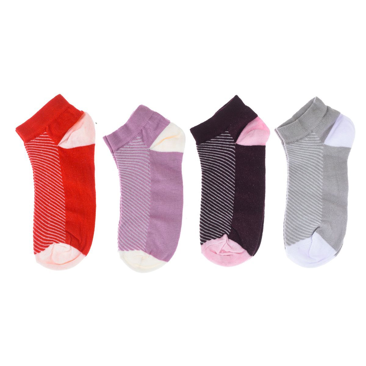 Damen Gestreifte Knöchelsocken Viererpack