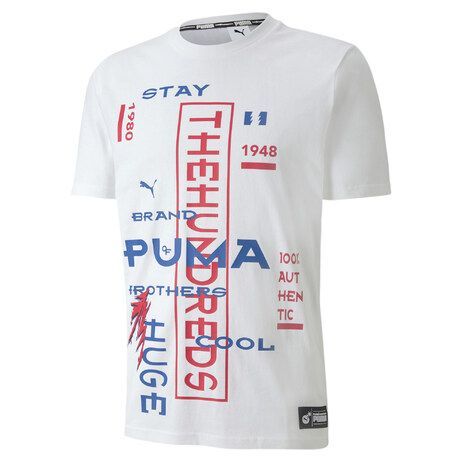 Puma x Die Hunderte weißen regulären Fit-Baumwoll-T-Shirt 596750 52