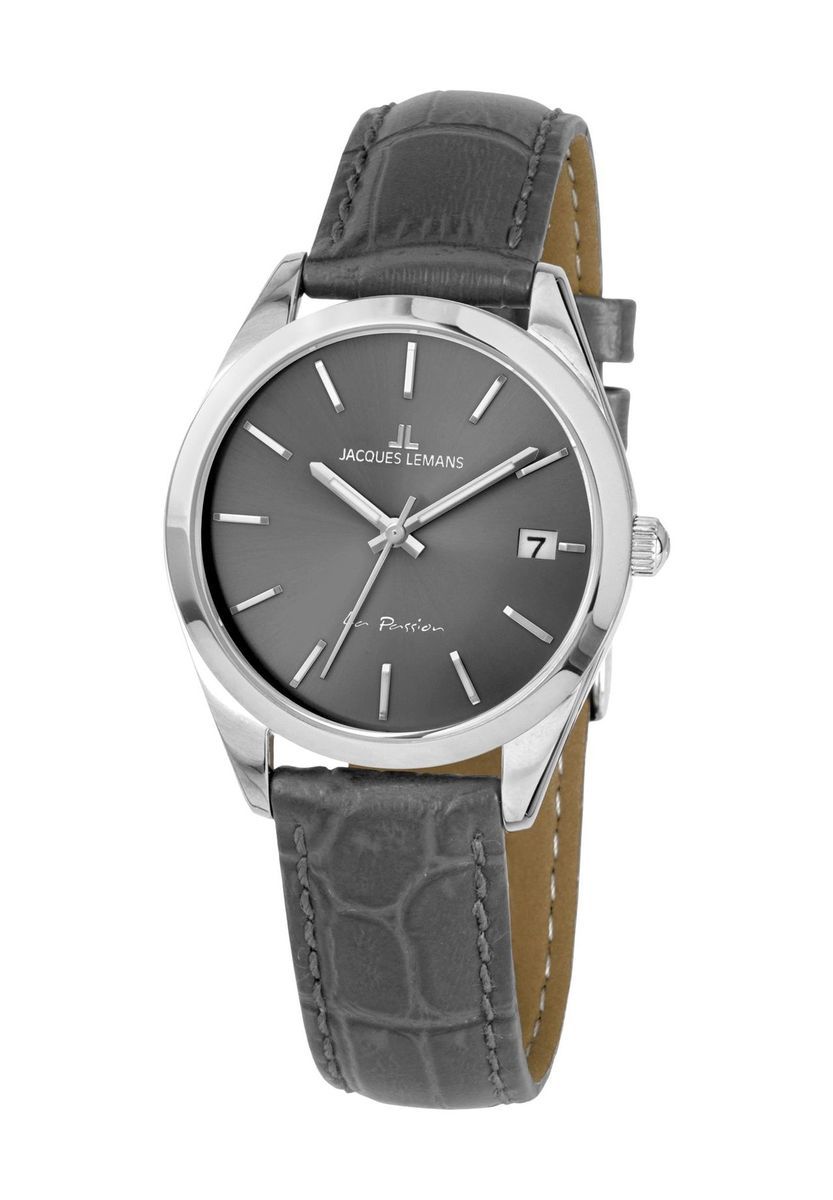 Klassische graue Lederbanduhr