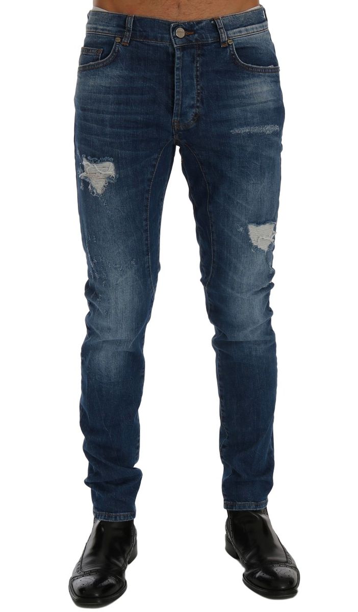 Distressed Slim Fit Denim Jeans