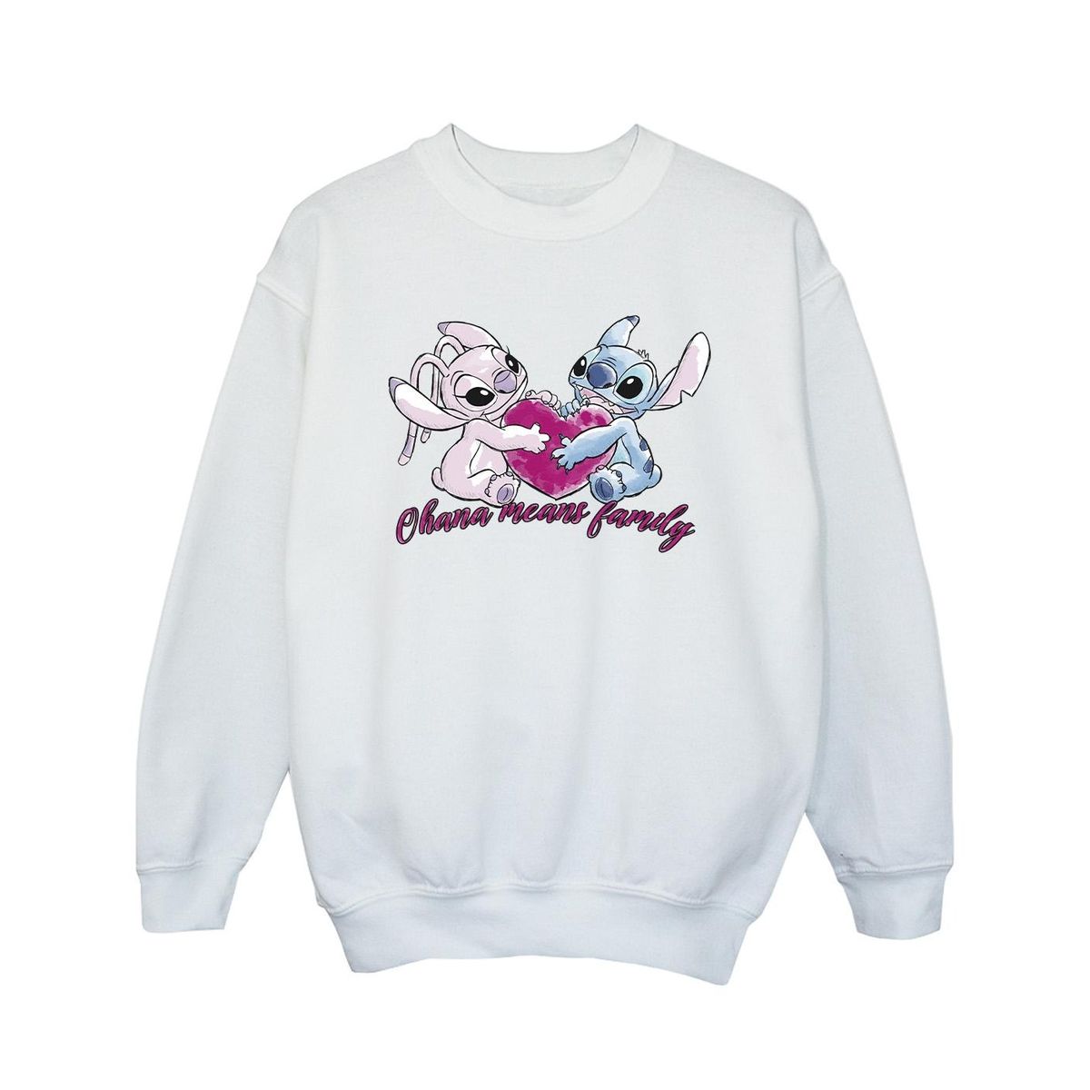 Disney - "Lilo And Stitch Ohana Heart With Angel" Sweatshirt für Mädchen (Weiß)