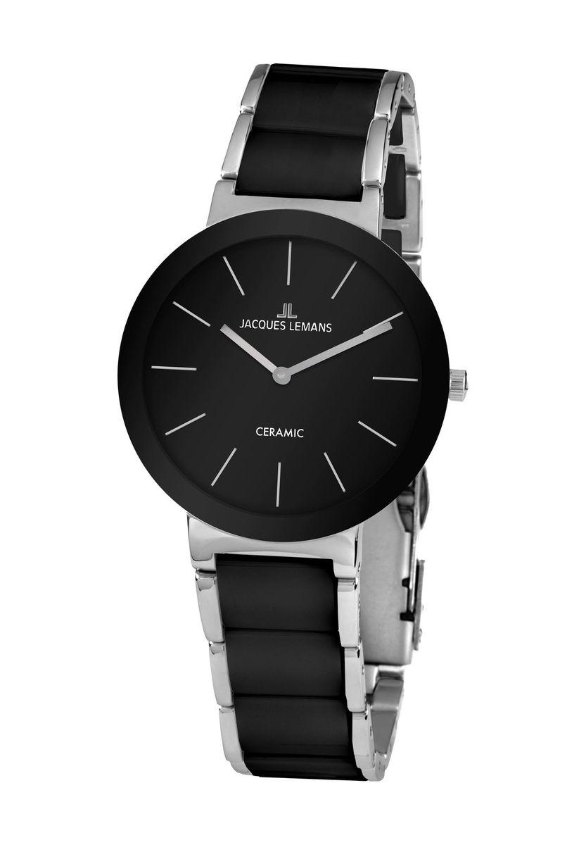 Minimalistische schwarze Keramikarmbanduhr