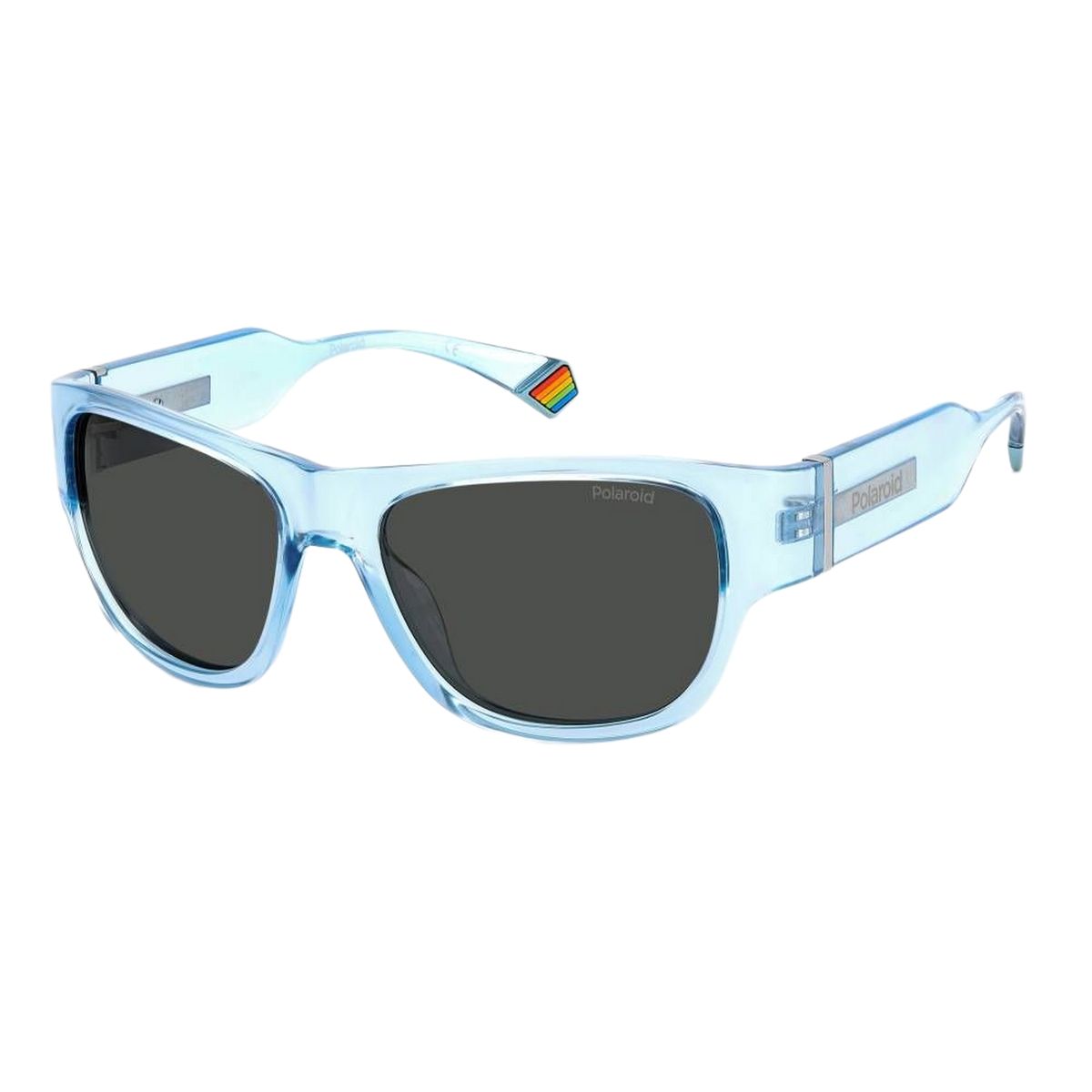 Unisex Sonnenbrille mit durchscheinend blauem Rahmen