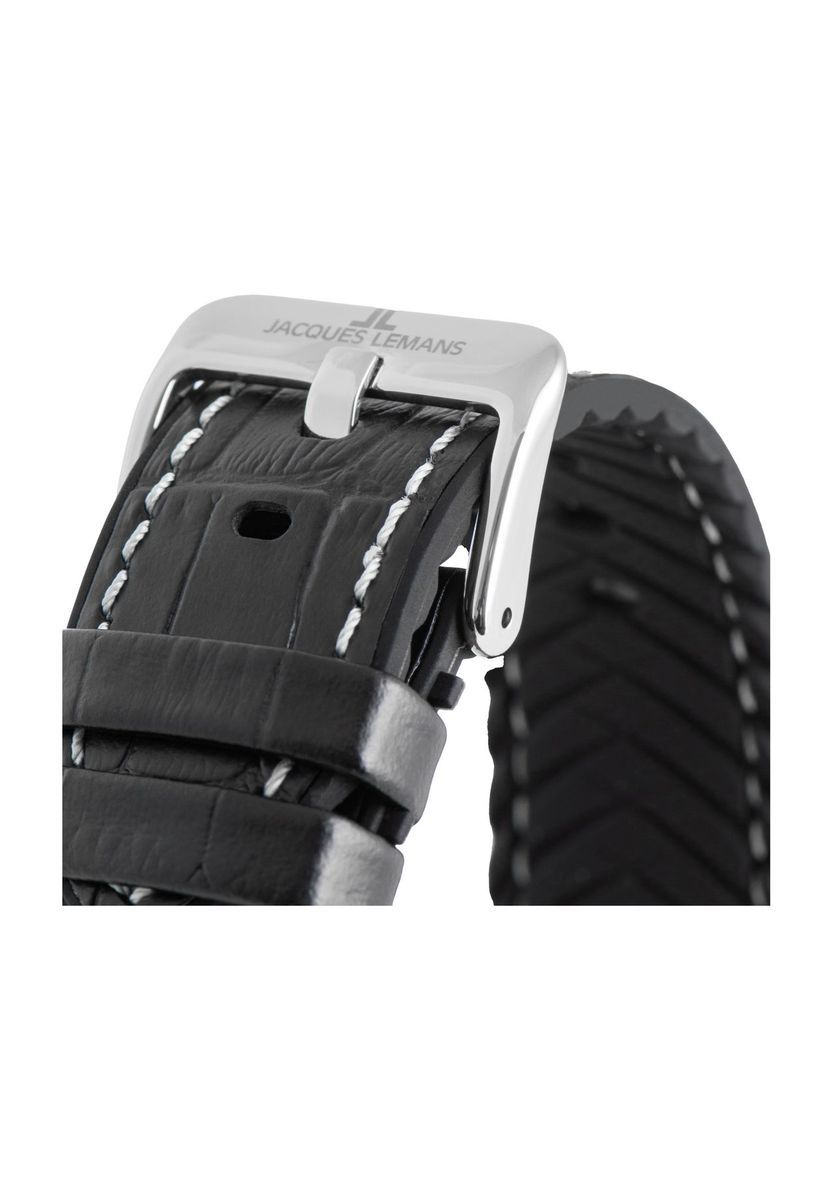 Silberne Automatikuhr mit Lederarmband