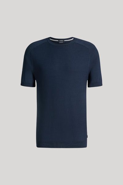 Joop! Vitor Marineblaues Strick-Kurzarm-T-Shirt aus Baumwolle