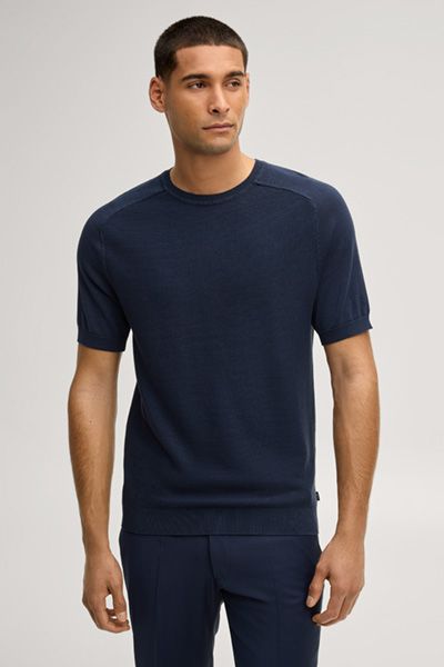 Joop! Vitor Marineblaues Strick-Kurzarm-T-Shirt aus Baumwolle