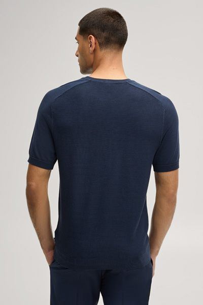 Joop! Vitor Marineblaues Strick-Kurzarm-T-Shirt aus Baumwolle