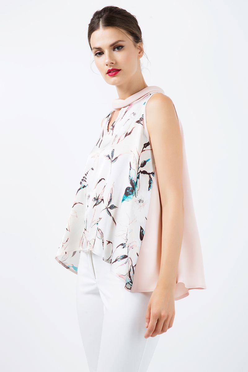 Ärmelloses Top aus floralem Satin