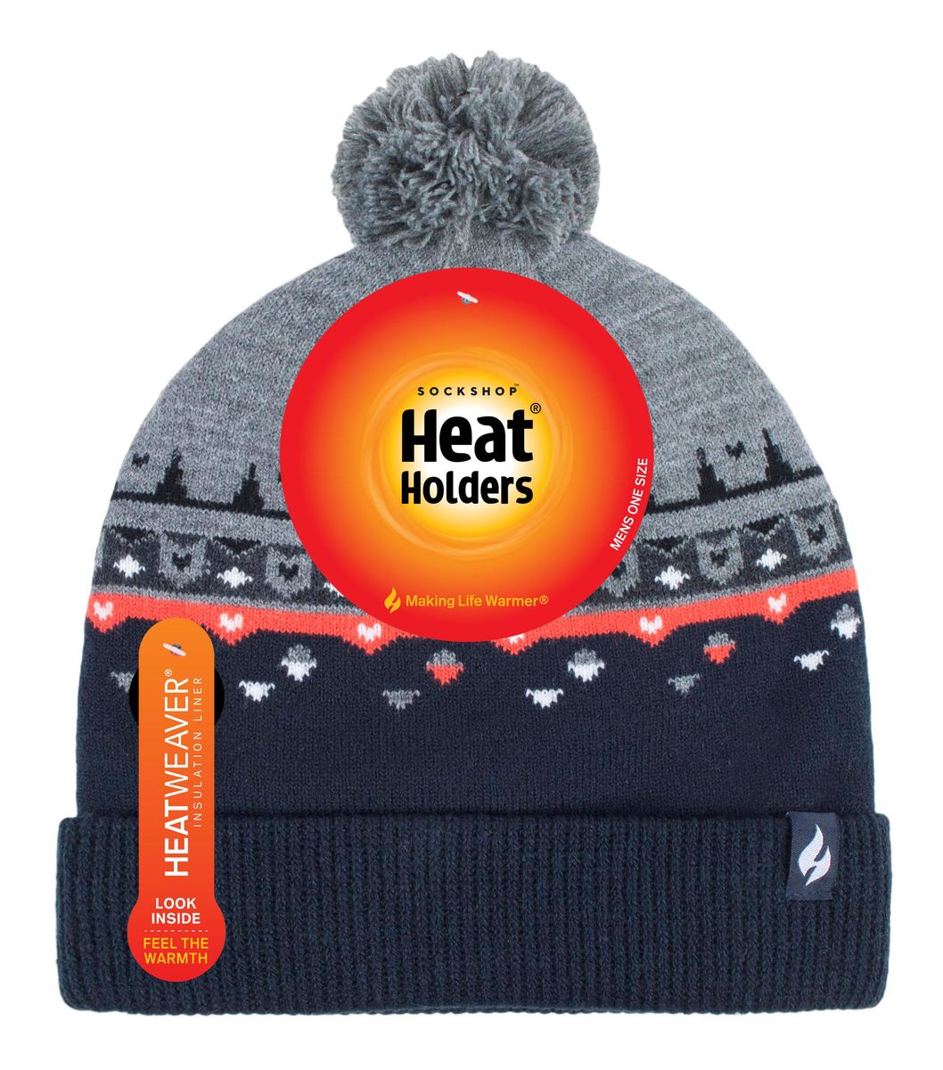 Fleecegefütterte Beanie mit nordischem Muster