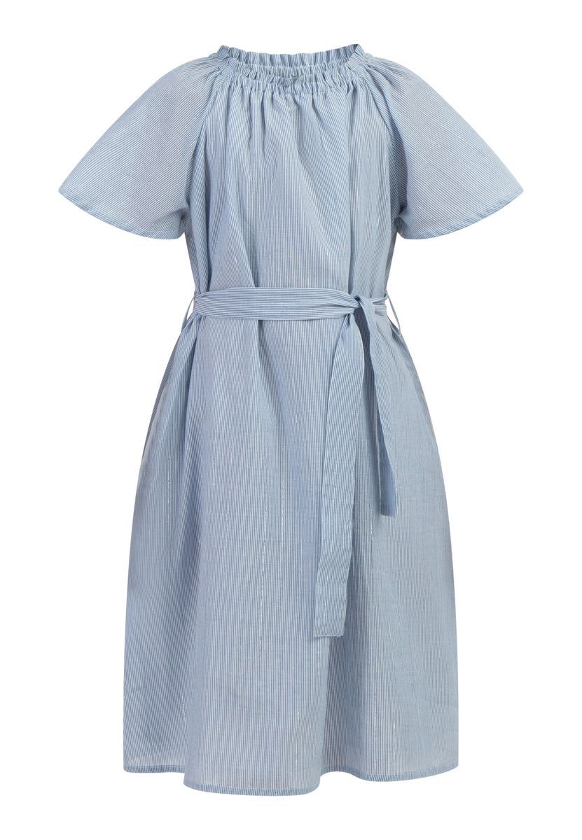 Dreimaster Sommerkleid Mädchen Hellblaue Dünne Streifen