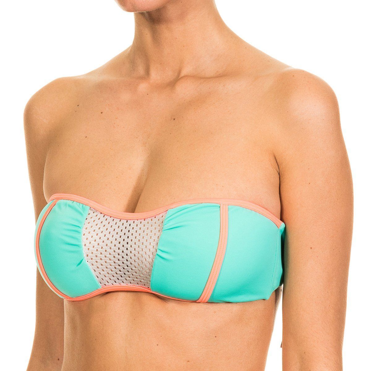 Bandeau-Bikini-Top mit Netzdetail