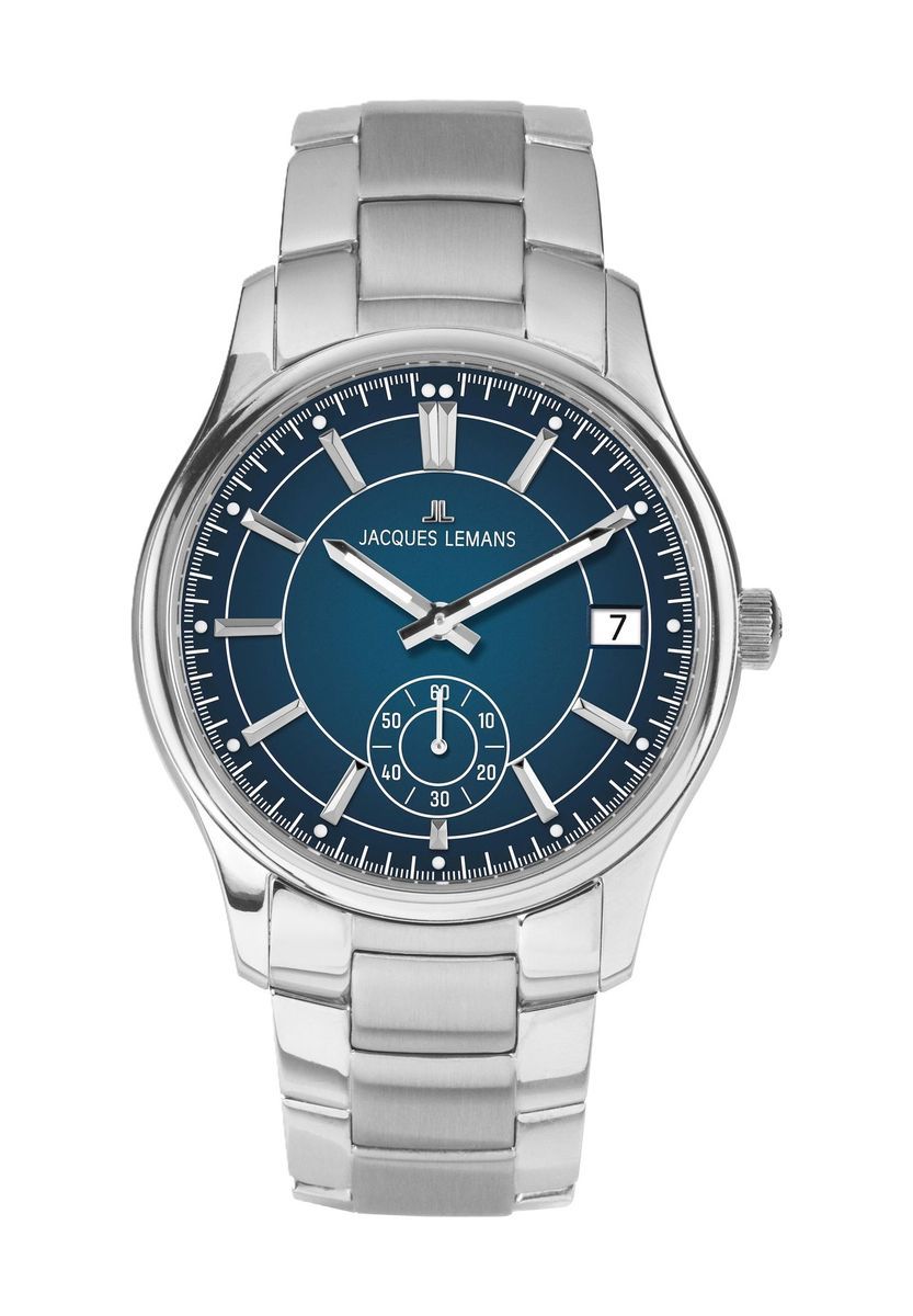 Elegante Edelstahluhr mit blauem Zifferblatt