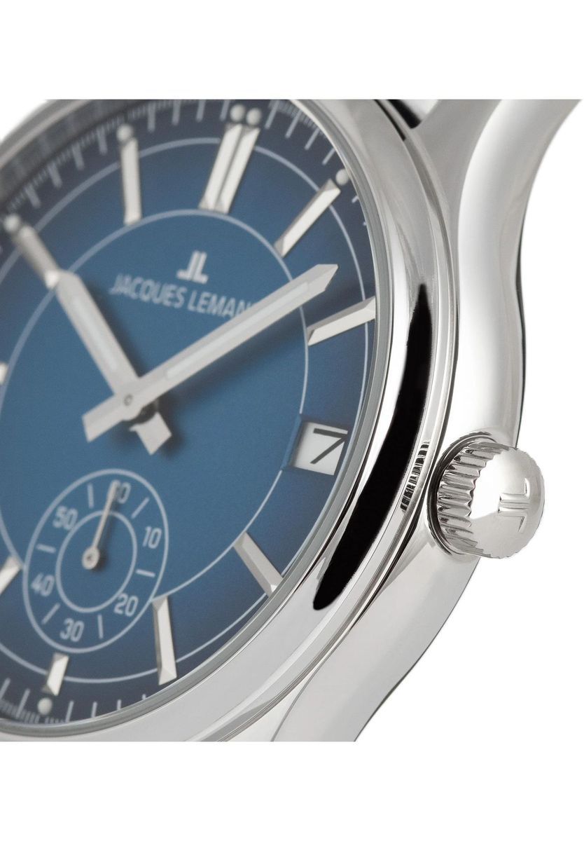 Elegante Edelstahluhr mit blauem Zifferblatt