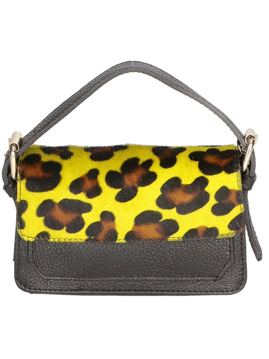 Clutch aus echtem Leder mit Leopardenmuster