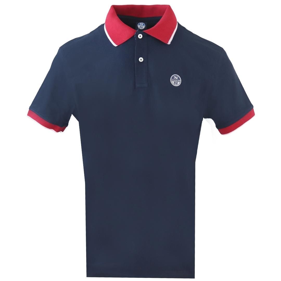 Klassisches Marineblaues Poloshirt mit Kontrast