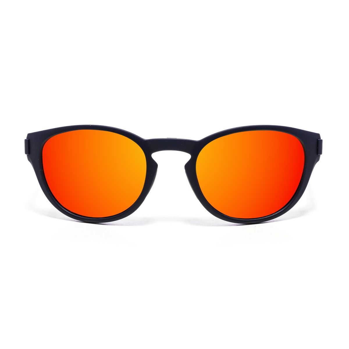 Runde Acetat-Sonnenbrille mit orangen Gläsern