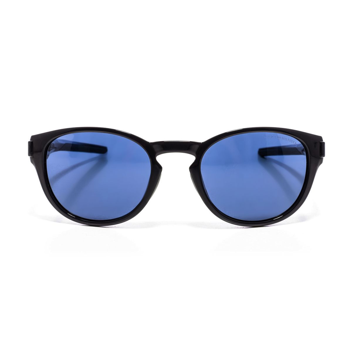 Runde Acetat-Sonnenbrille mit orangen Gläsern