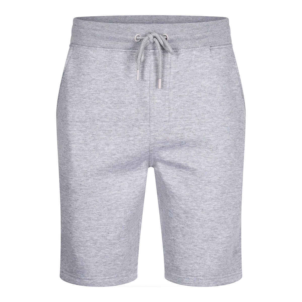 Bequeme, melierte, graue Bermuda-Strickshorts