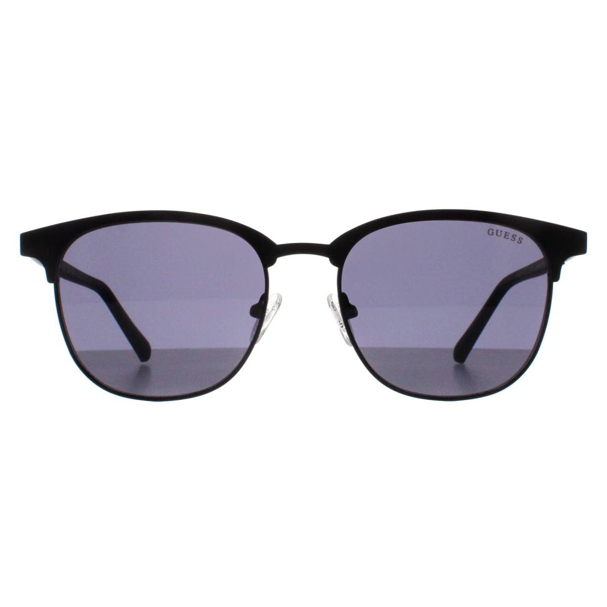 Mattschwarze runde Halbrand-Sonnenbrille
