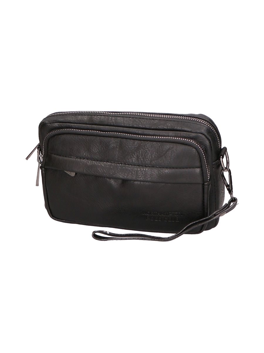 Strukturierte Handgelenktasche aus veganem Leder