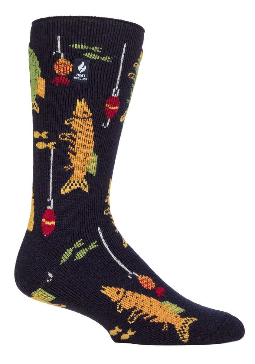 Herren Fun Hobby Socken | Heat Holders Lite | Novelty Fluffy Fleece gefüttert Thermosocken für Winter - Angeln