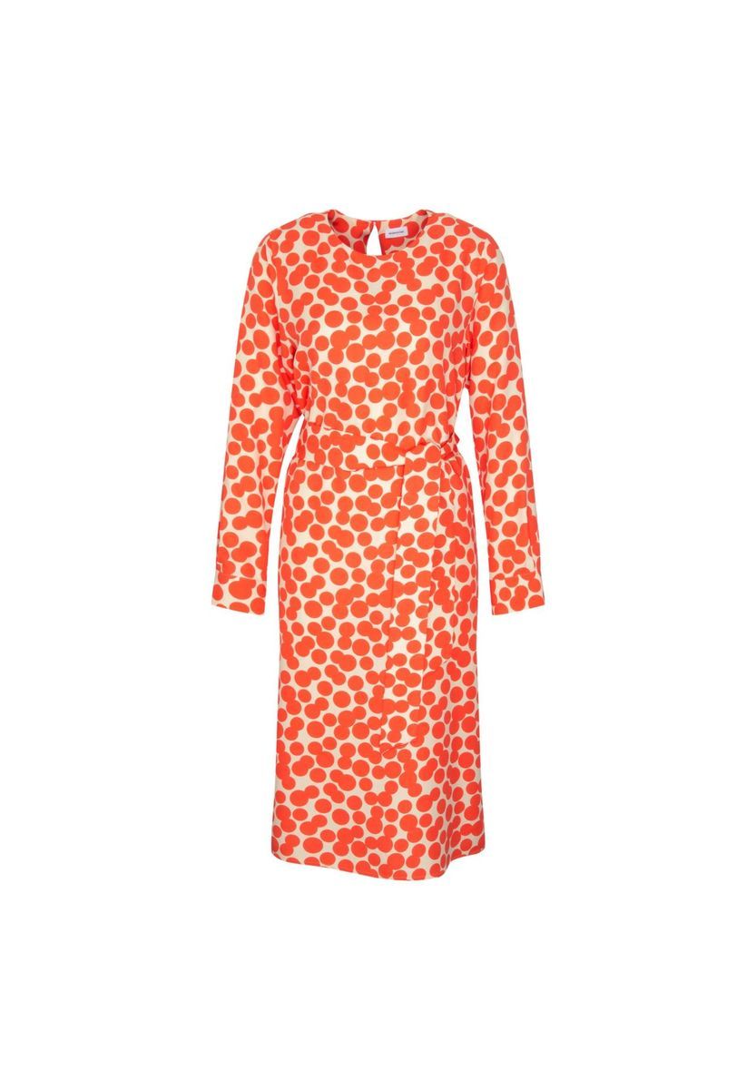 Bedrucktes Popeline-Midikleid mit Gürtel