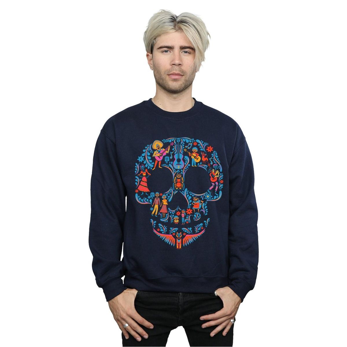 Farbenfroher Sugar Skull Grafik-Pullover