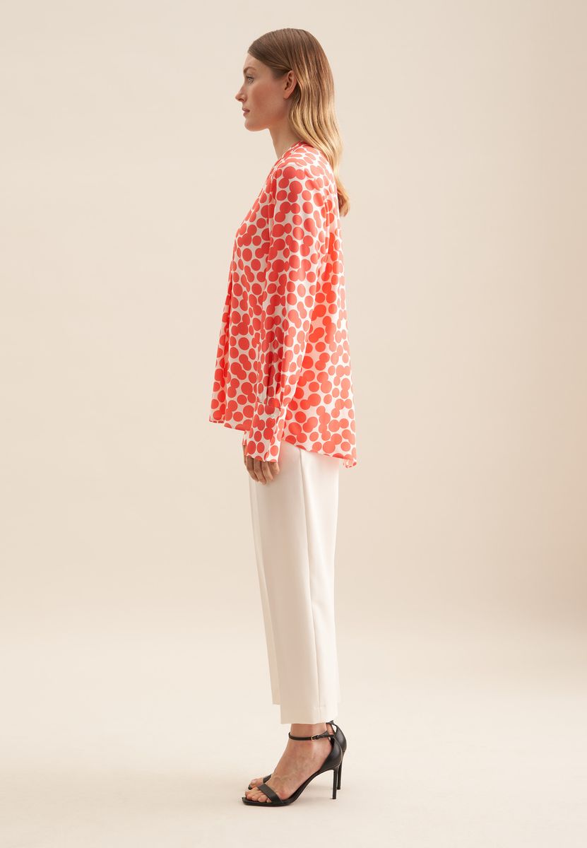 Orange Gepunktete Langarm Bluse