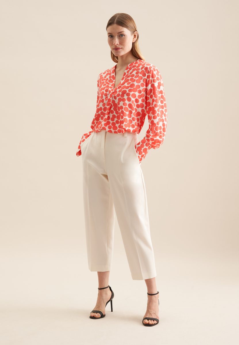 Orange Gepunktete Langarm Bluse